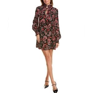 The Kooples Black and Red Paisley Long Sleeve Dress